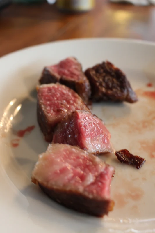 切り分けられた牛肉の断面